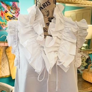 Zara NWT Crisp sleeveless Blouse With Dramatic Ruffled Collar